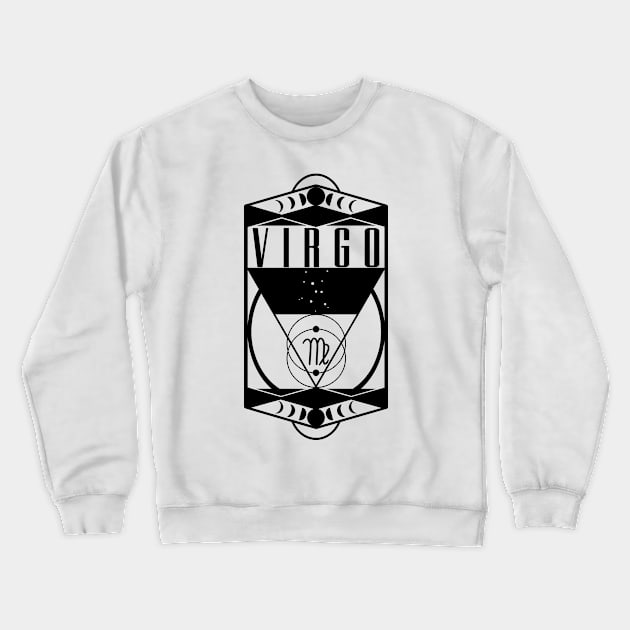 Virgo Constellation Moon Phases Zodiac Astrology Art Deco Style Crewneck Sweatshirt by graphicbombdesigns